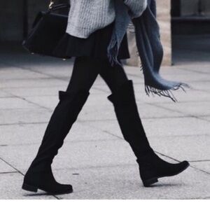 Black suede knee high boots
